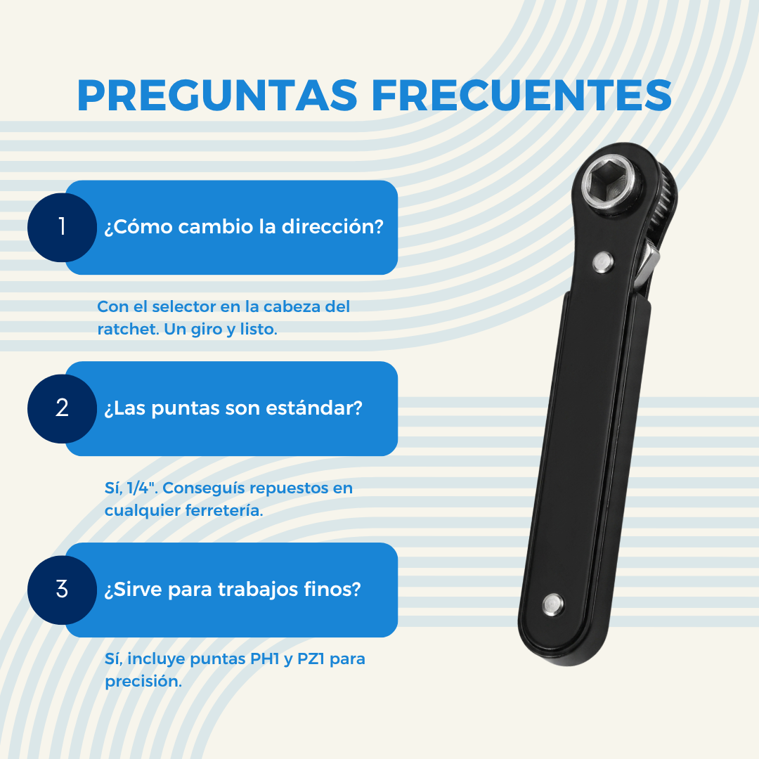 Preguntas frecuentes sobre kit llave crique triquete 1/4 con juego de tubos